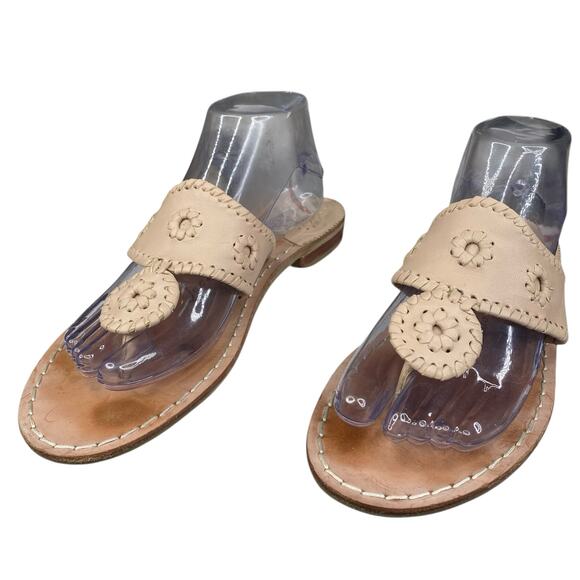 Jack Rogers Women’s Tan Leather Slip On Thong Sandals Size US 9 - Picture 6 of 11